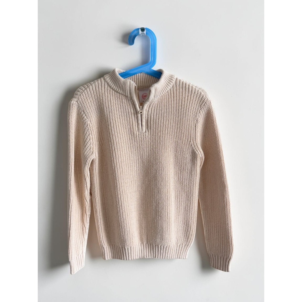 Wonder Nation Boys Cream Ribbed Quarter Zip Mock Neck Sweater Size 5T